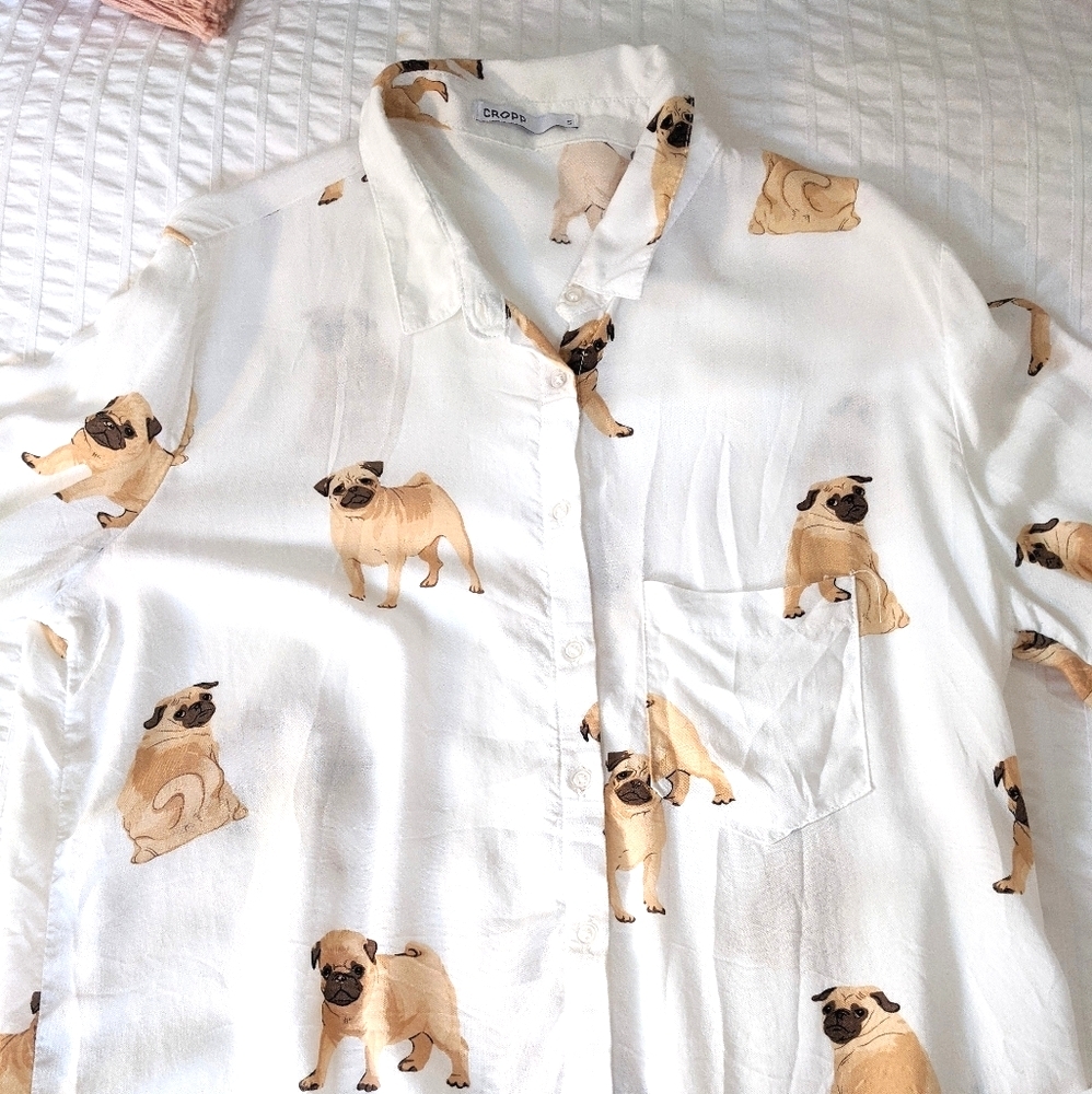 Pug Button Down Shirt